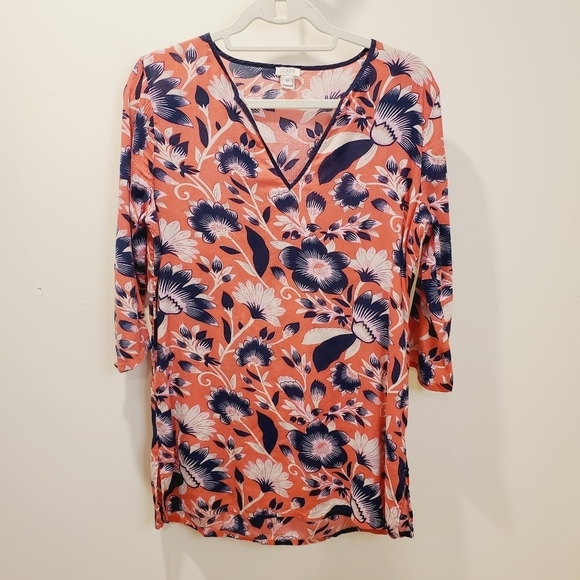 J Crew women's Floral print 3/4 sleeves casual relaxed fit blouse size M - Picture 1 of 10